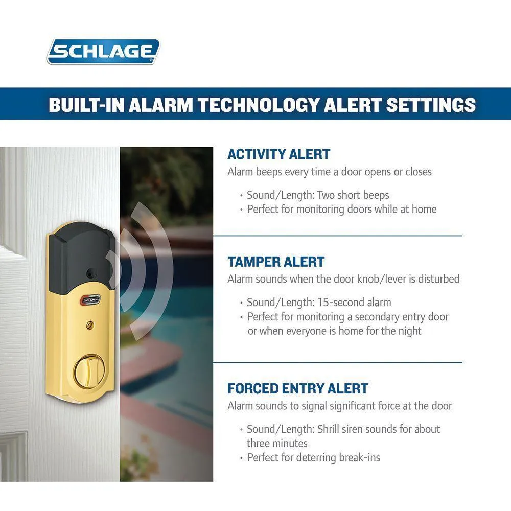 Camelot Bright Brass Connect Smart Door Lock with Alarm