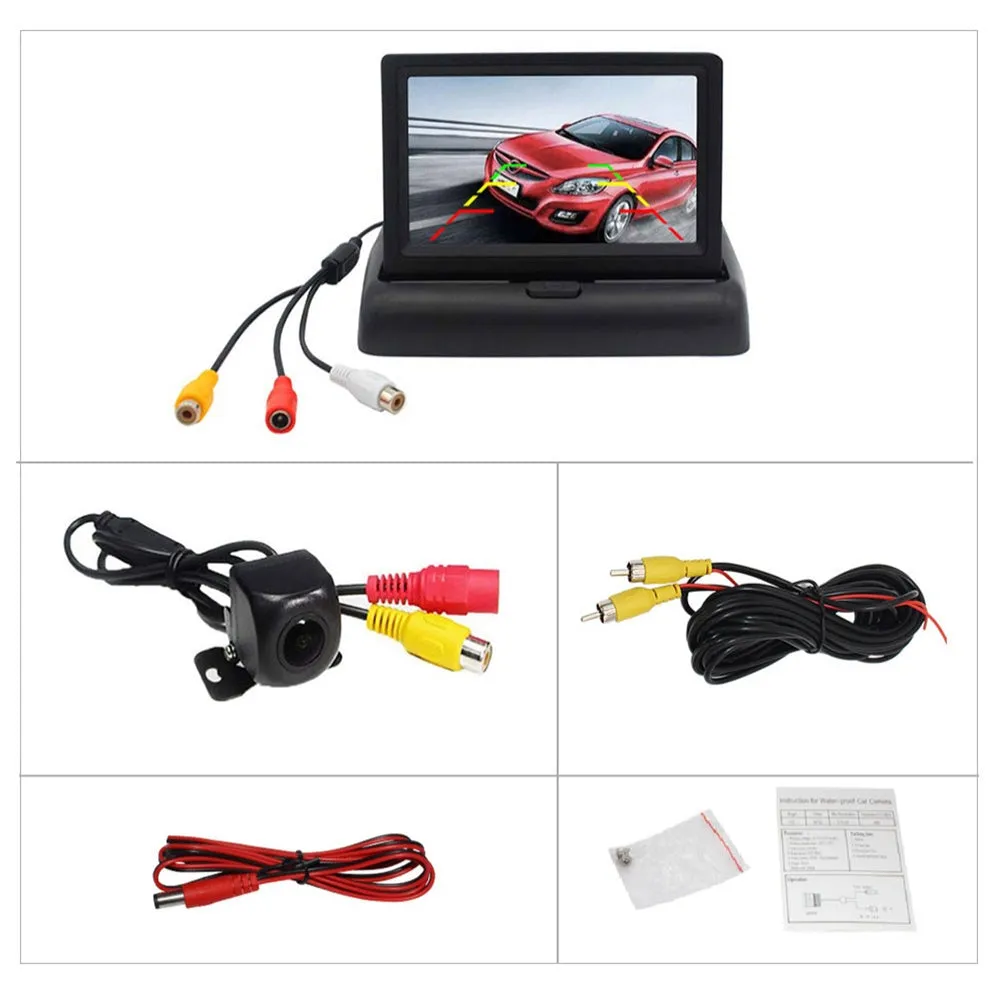 Car Video Foldable Monitor Camera Night Vision Rear View Auto