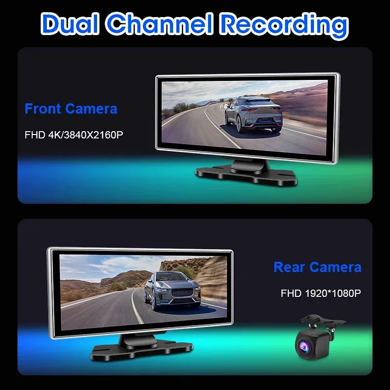 Color Name: Black, Sd Card Memory: 16g - 11.26" 4K Dash Cam Rear