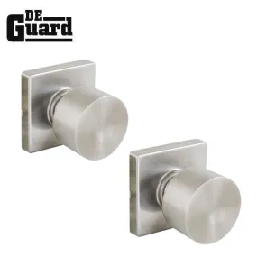 Contemporary Flat Ball Door Knob Set - Passage - Square Rose - Satin Nickel - Grade 3
