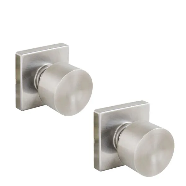 Contemporary Flat Ball Door Knob Set - Passage - Square Rose - Satin Nickel - Grade 3