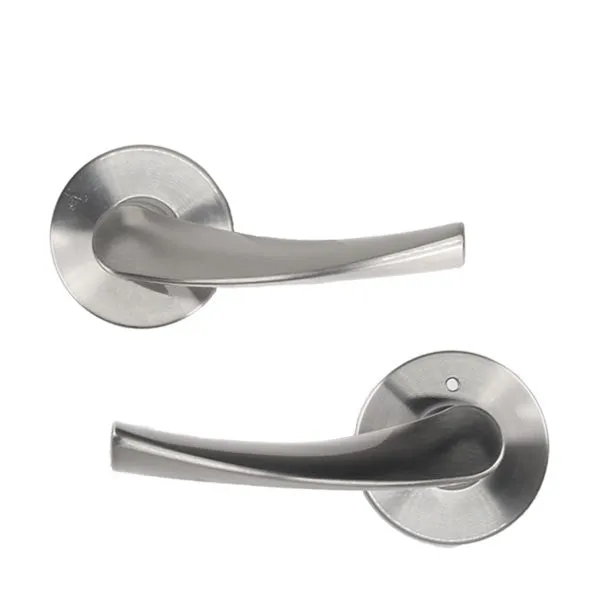 Contemporary Wave Lever Set - Passage - Round Rose - Satin Nickel - Grade 3