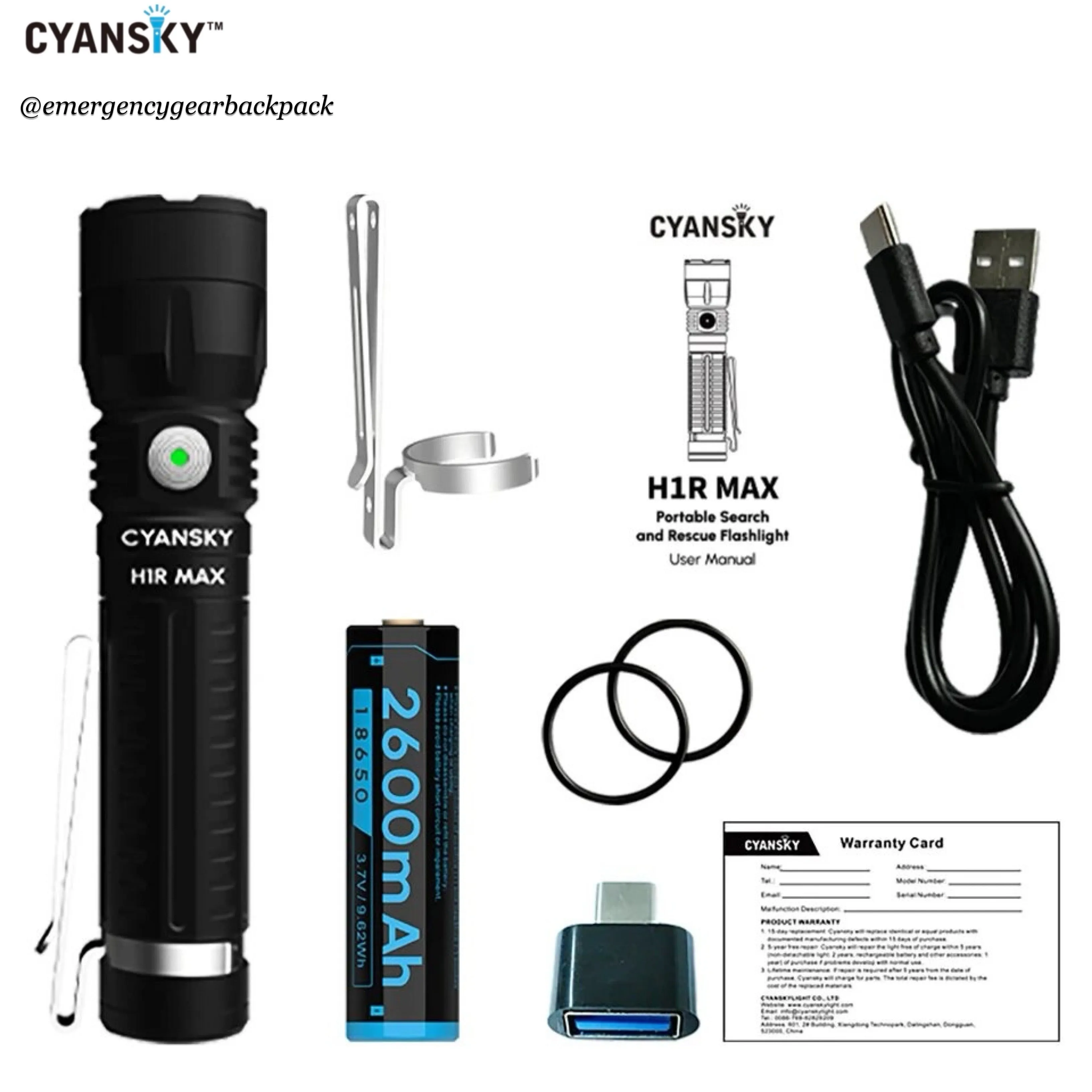 Cyansky H1R MAX Multifunctional Searchlight 1500 Lumens 460M