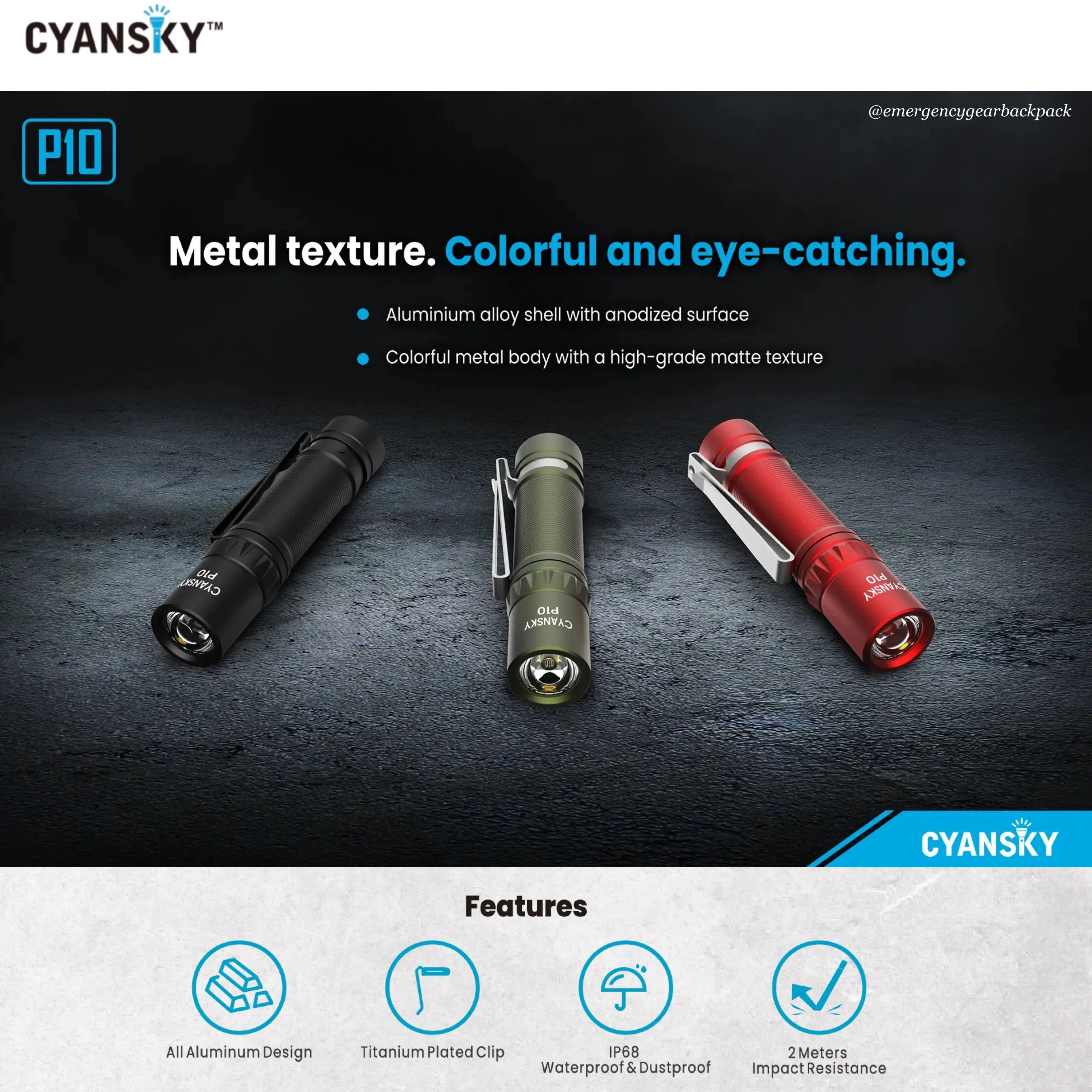 Cyansky P10 Portable AA EDC Flashlight