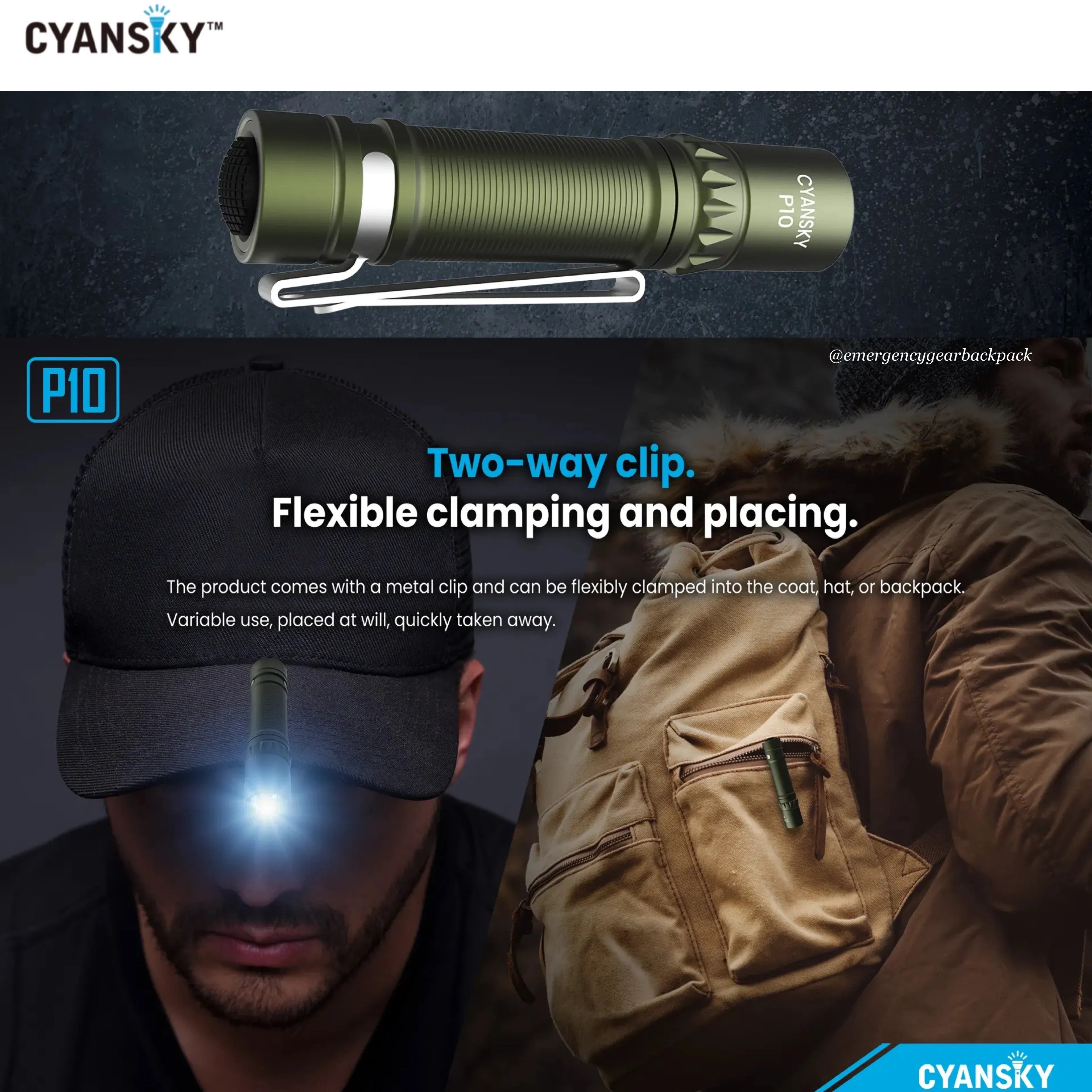 Cyansky P10 Portable AA EDC Flashlight