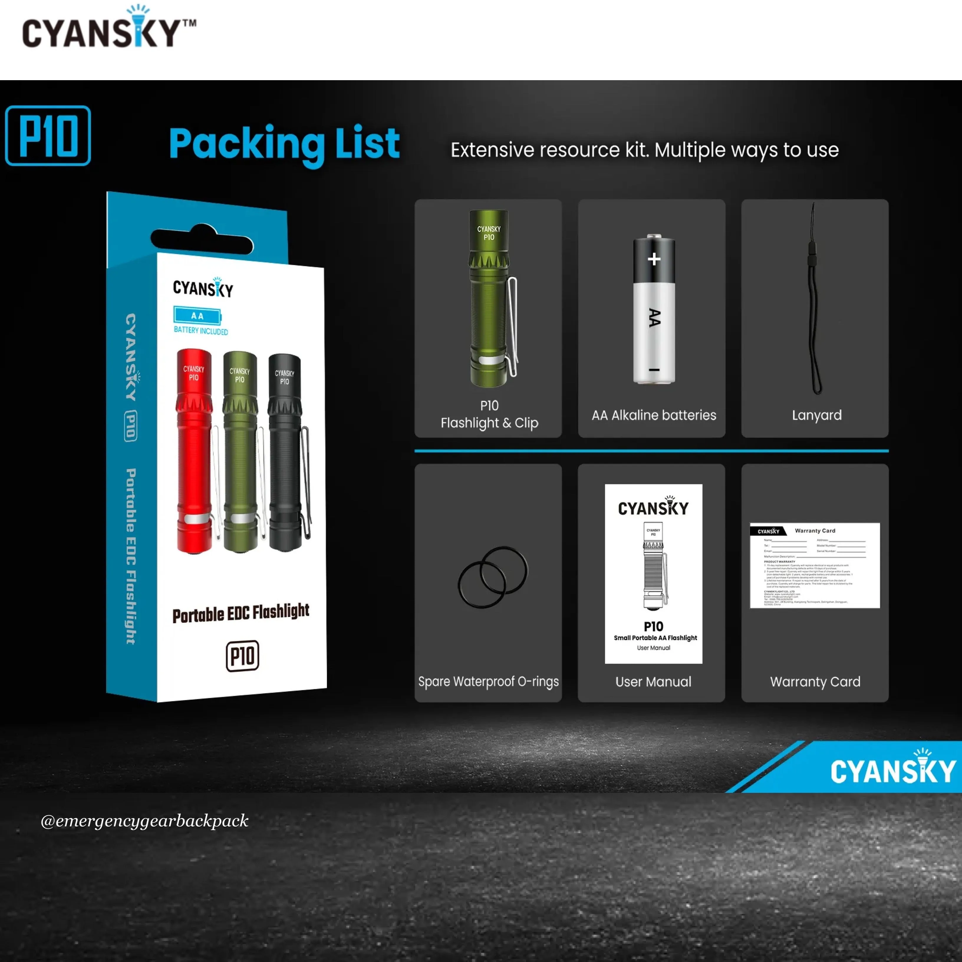 Cyansky P10 Portable AA EDC Flashlight