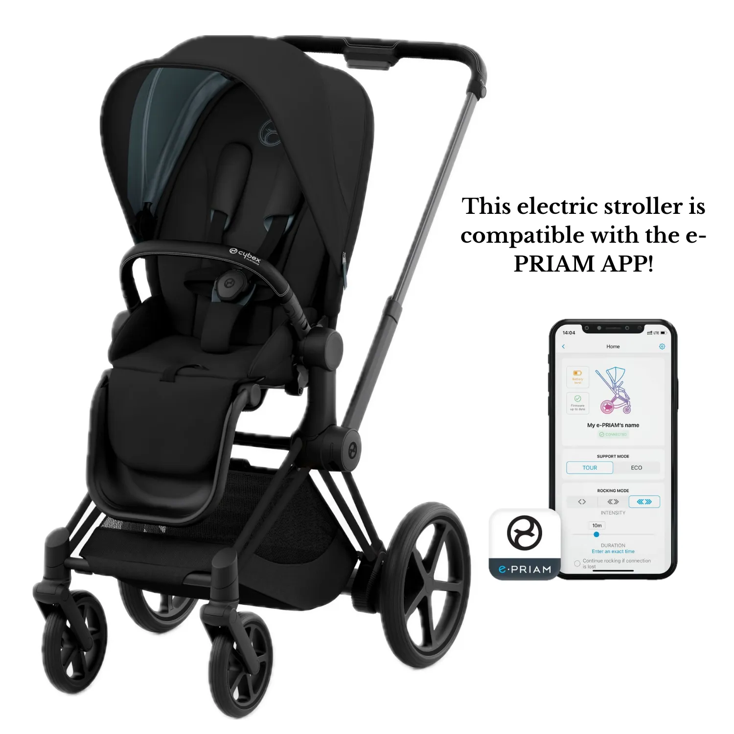 Cybex E-Priam2 Electric Stroller - Matte Black/ Black