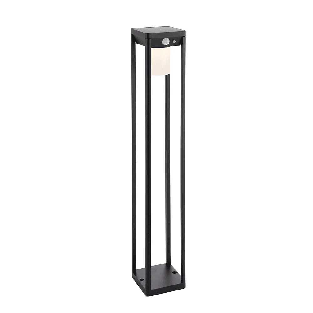 Endon Hallam Solar LED Bollard in Black IP44