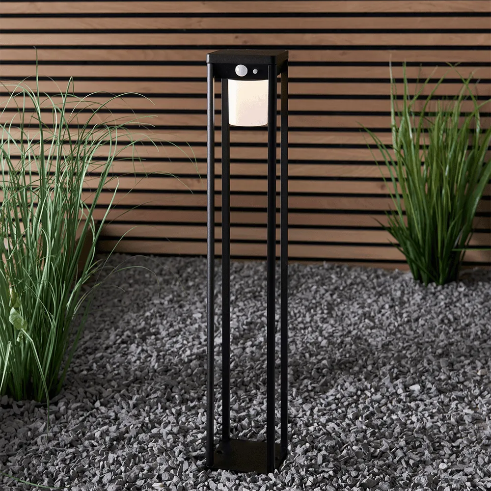 Endon Hallam Solar LED Post Light in Black IP44