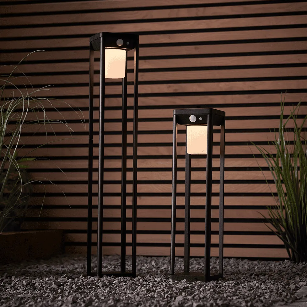 Endon Hallam Solar LED Post Light in Black IP44
