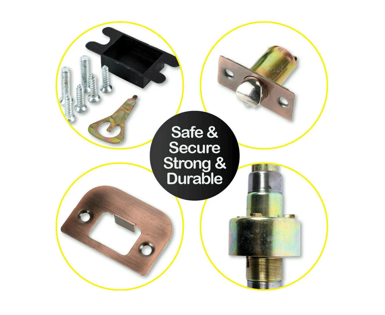 Entrance Door Handles Set Passage Entry Door Lock Knobs Privacy Locks   3 Keys - Brown