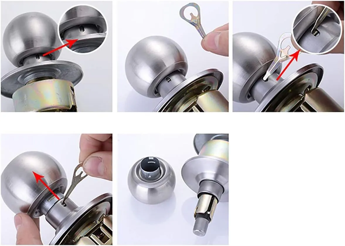 Entrance Door Handles Set Passage Entry Door Lock Knobs Privacy Locks   3 Keys - Silver