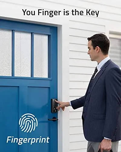 eufy Security Smart Lock Touch & Wi-Fi, Fingerprint Scanner, Keyless Entry Door Lock, Smart Wi-Fi Lock, Bluetooth Electronic Deadbolt, Touchscreen Keypad, BHMA Certified, IP65 Weatherproofing