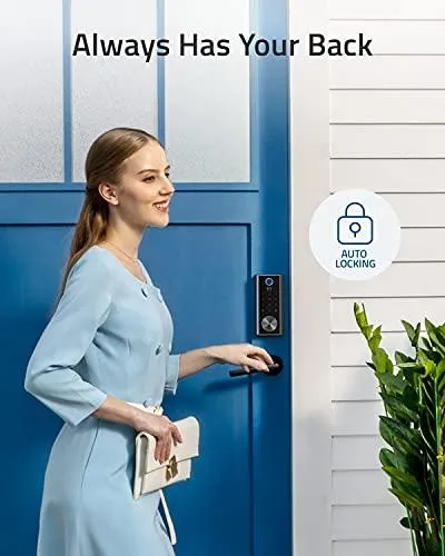 eufy Security Smart Lock Touch & Wi-Fi, Fingerprint Scanner, Keyless Entry Door Lock, Smart Wi-Fi Lock, Bluetooth Electronic Deadbolt, Touchscreen Keypad, BHMA Certified, IP65 Weatherproofing