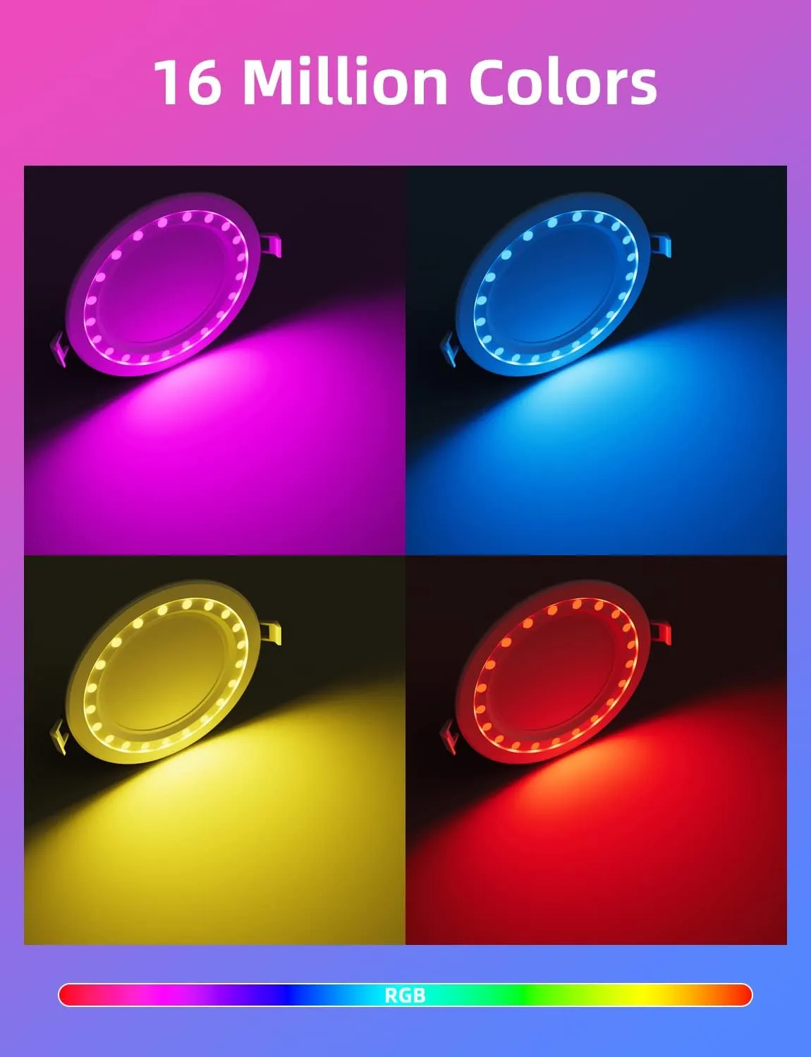Explore Versatile 4-Pack 6 Inch Smart Recessed Lighting with RGBWW and Multi-Control