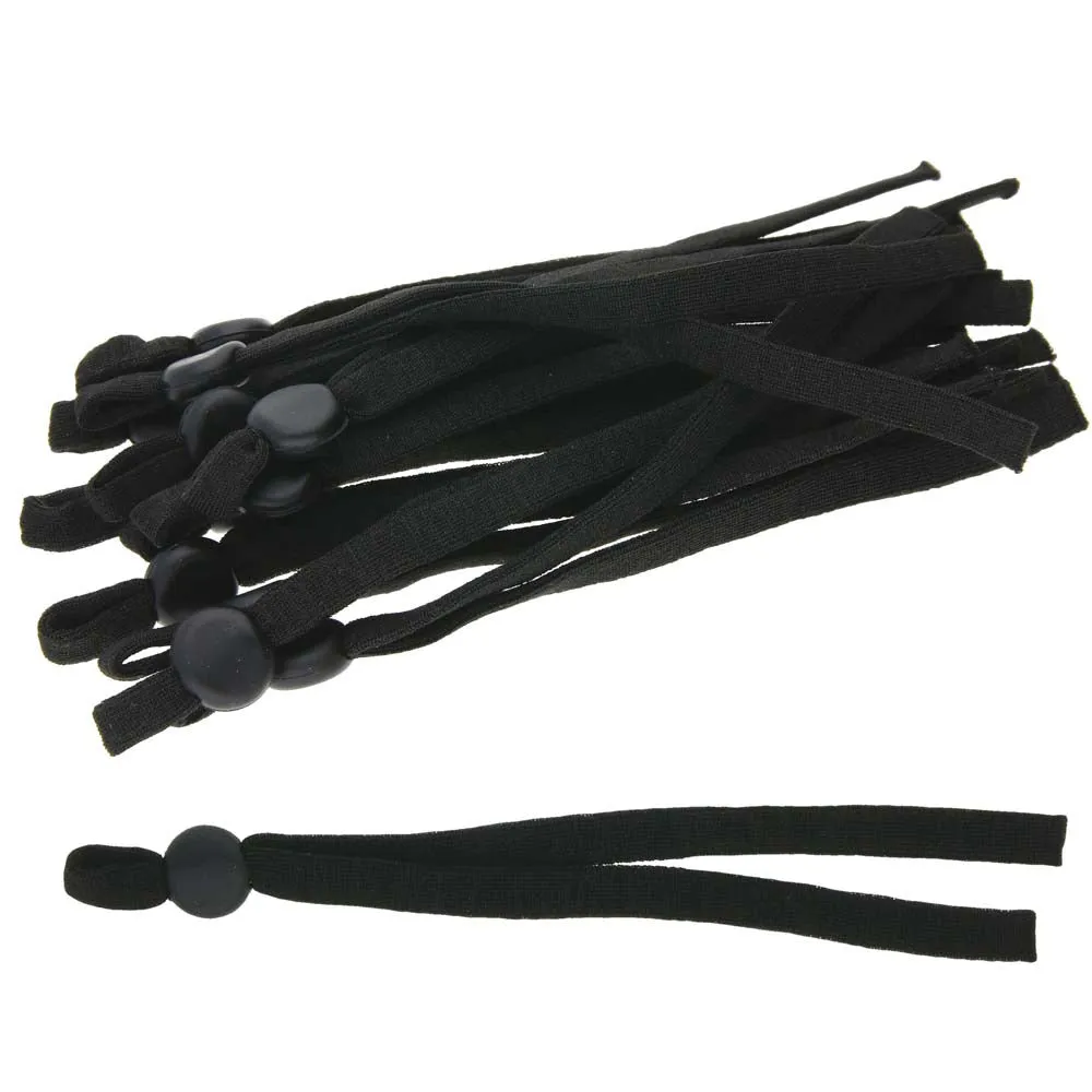 Fablastic Stretch Cord with Cord Lock for Mask Making, Flat 5mm (0.196 Inch) Thick, Black (12 Pieces)