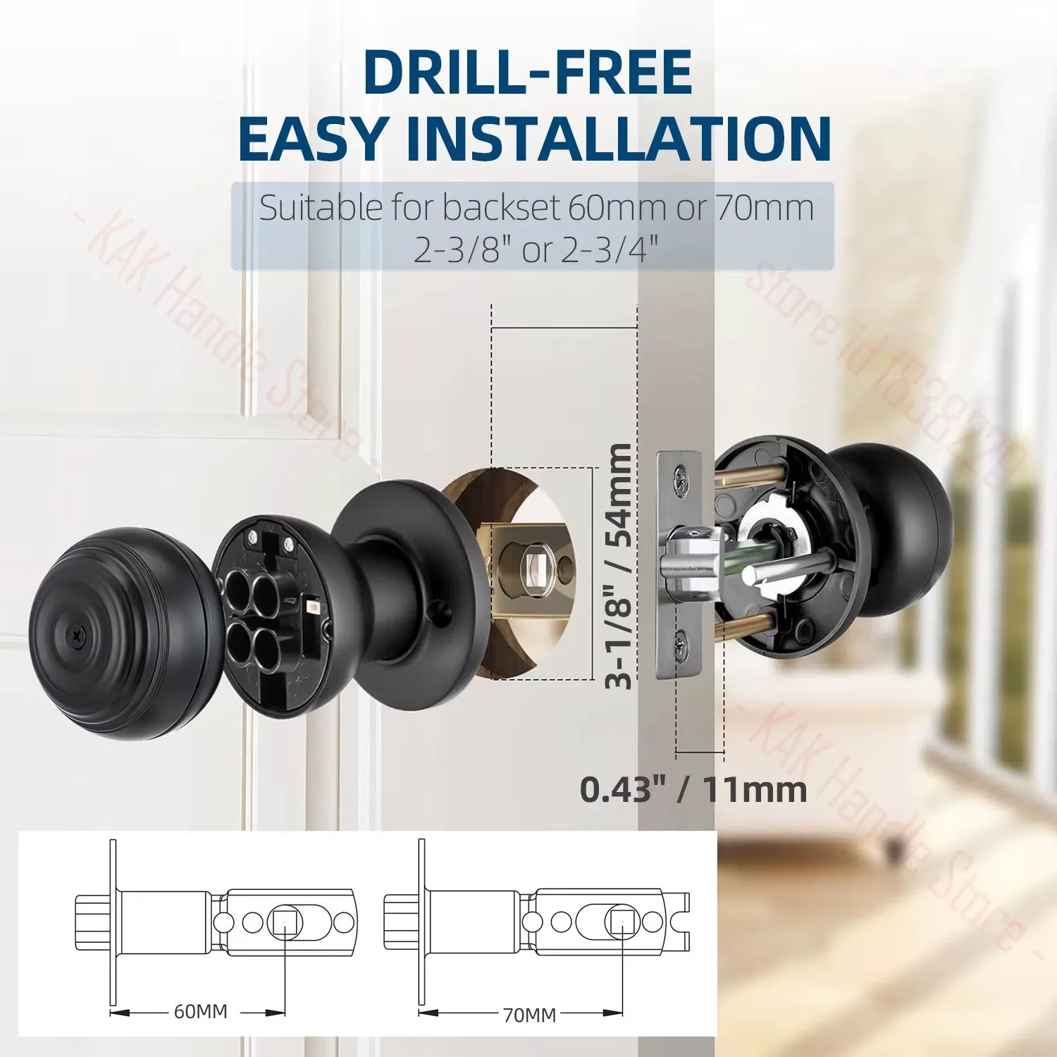 Fingerprint Door Lock with Knob Cylinder