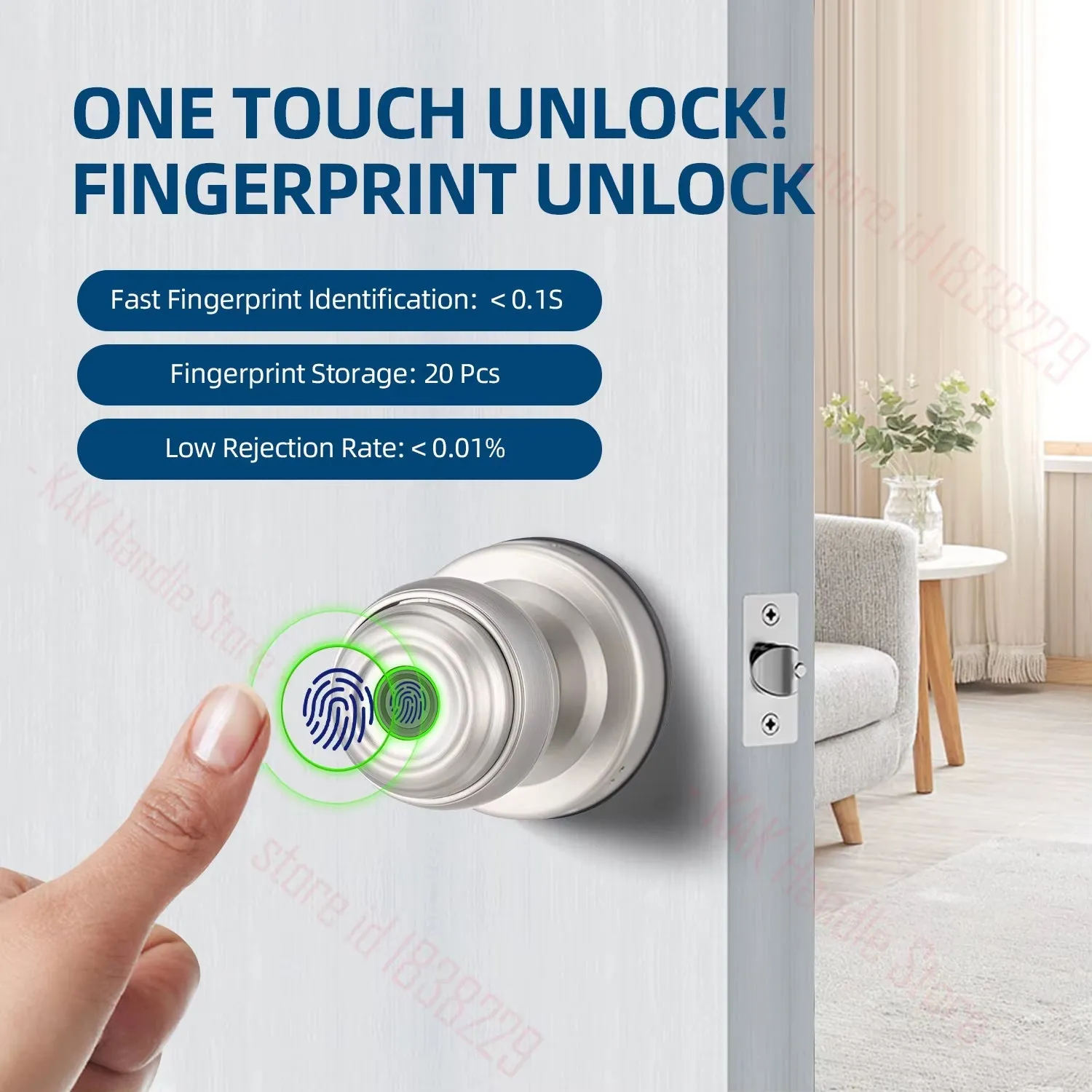 Fingerprint Door Lock with Knob Cylinder