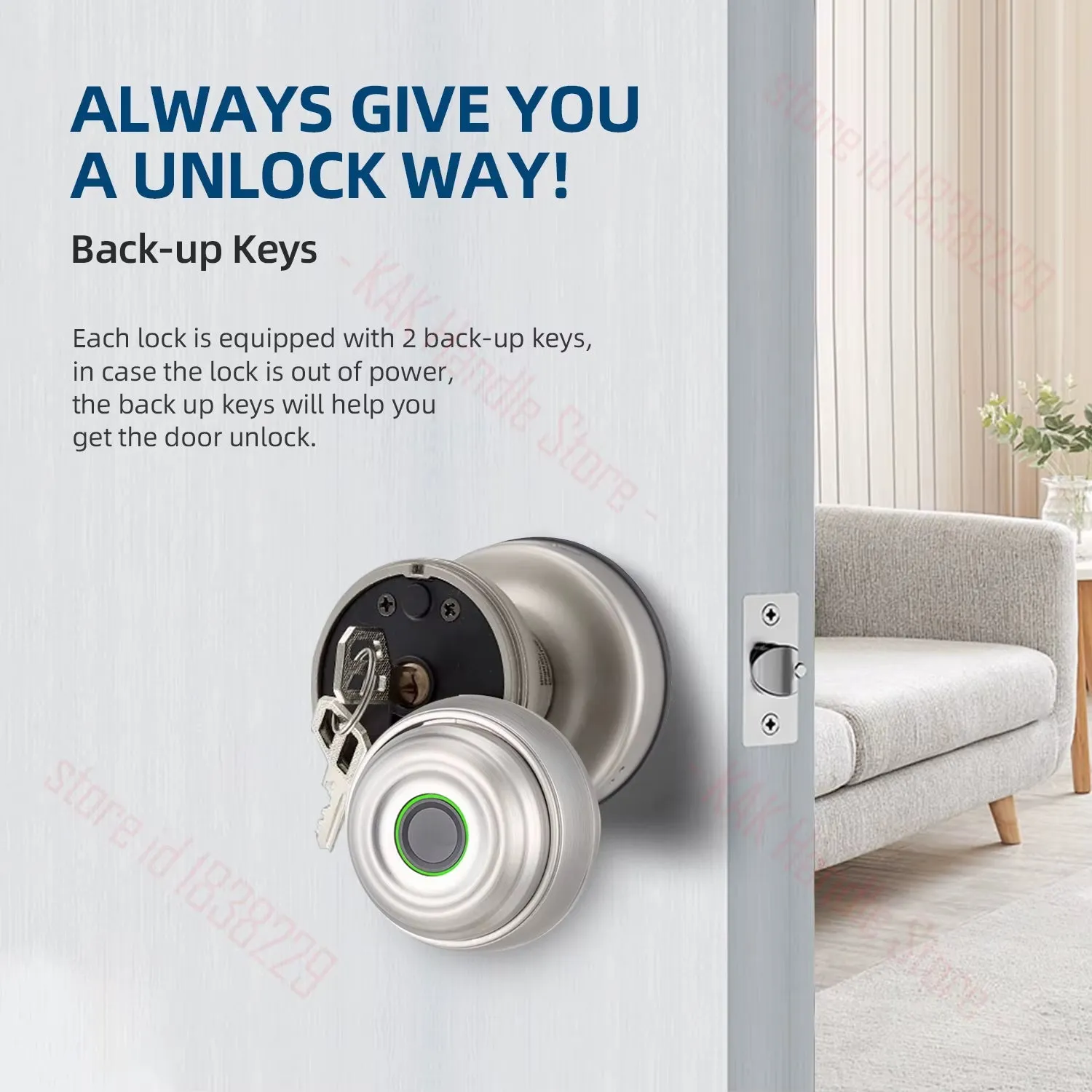 Fingerprint Door Lock with Knob Cylinder
