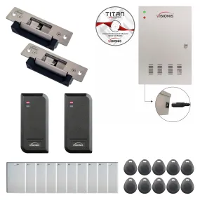 FPC-6164 Two Doors Access Control Electric Strike Fail Safe And Fail Secure Adjustable Time Attendance TCP / IP RS485 Wiegand Controller Box, Waterproof Card Reader   Software   20,000 Users Kit