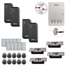 FPC-6224 Four Doors Access Control TCP / IP RS485 Wiegand Electric Strike Fail Safe Fail Secure Adjustable Controller Box   Waterproof Card Reader   Software Included   20,000 Users Kit