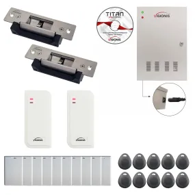 FPC-6510 Two Doors Access Control Electric Strike Fail Safe And Fail Secure Adjustable Attendance TCP/IP RS485 Wiegand Controller Box   White Waterproof Card Reader   Software   20,000 Users