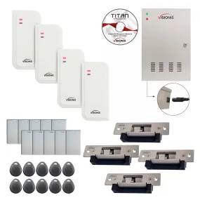 FPC-6570 Four Doors Access Control TCP/IP RS485 Wiegand Electric Strike Fail Safe And Fail Secure Adjustable Controller Box   Waterproof Card Reader   Software Included   20,000 Users Kit