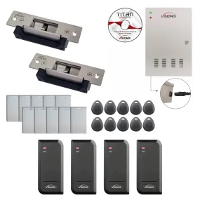 FPC-8532 Two Doors Access Control Electric Strike Fail Safe and Fail Secure Time Attendance   Entry and Exit Card Readers for Indoor/Outdoor Use, Software Included, 20000 Users Kit