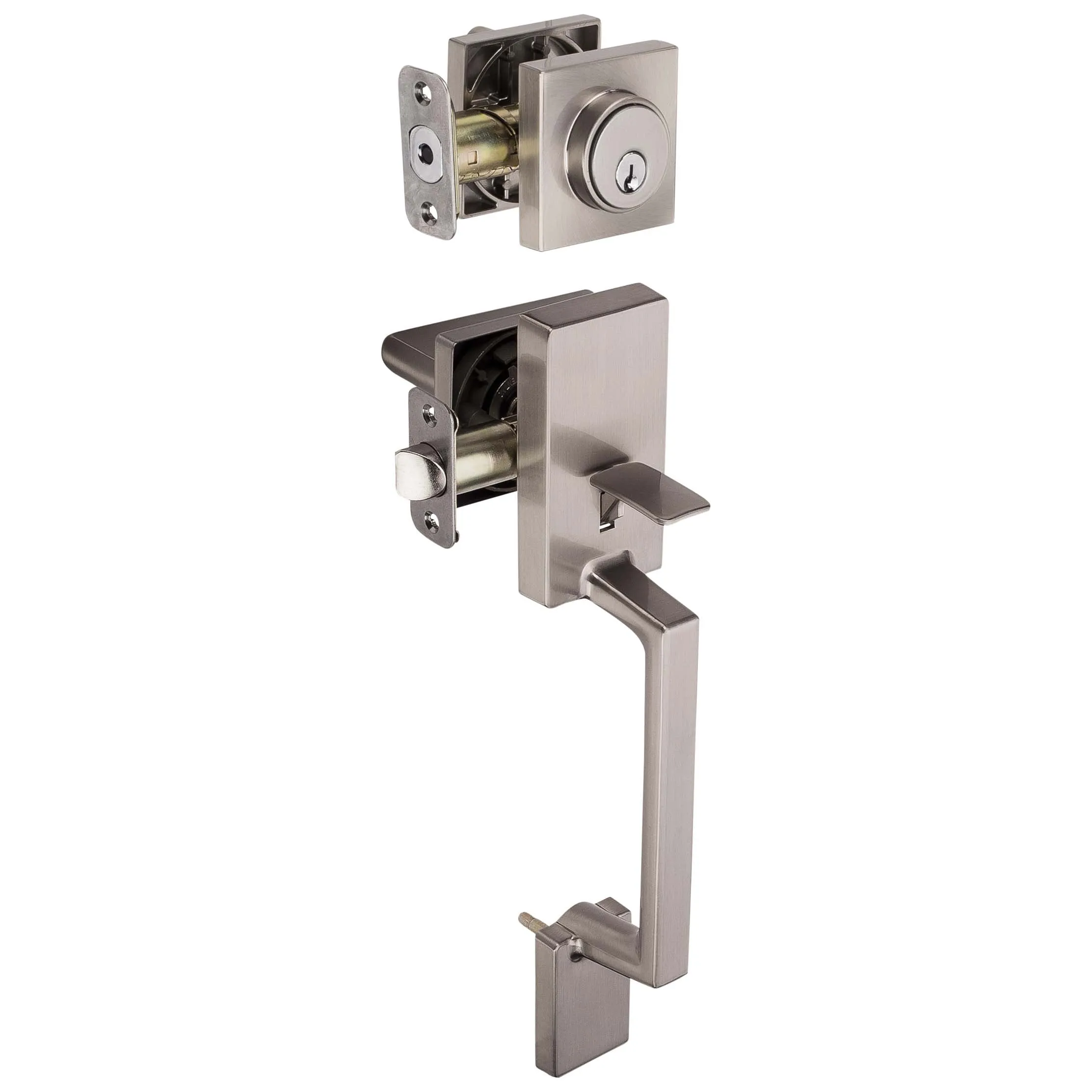 Front Door Handleset With Interior Reversible Lever Contemporary Style Harper Collection