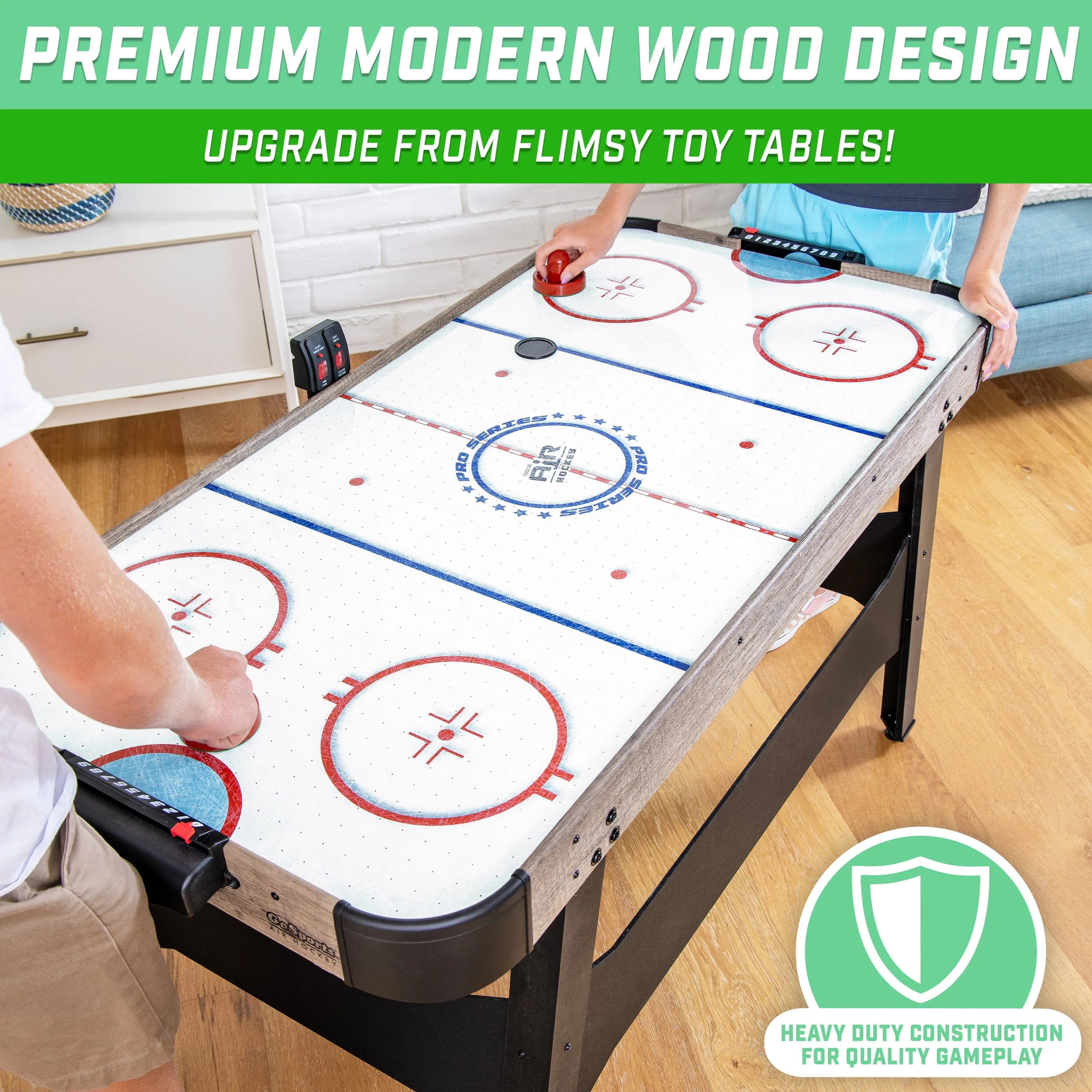 GoSports 54 Inch Air Hockey Arcade Table for Kids & Adults - Oak