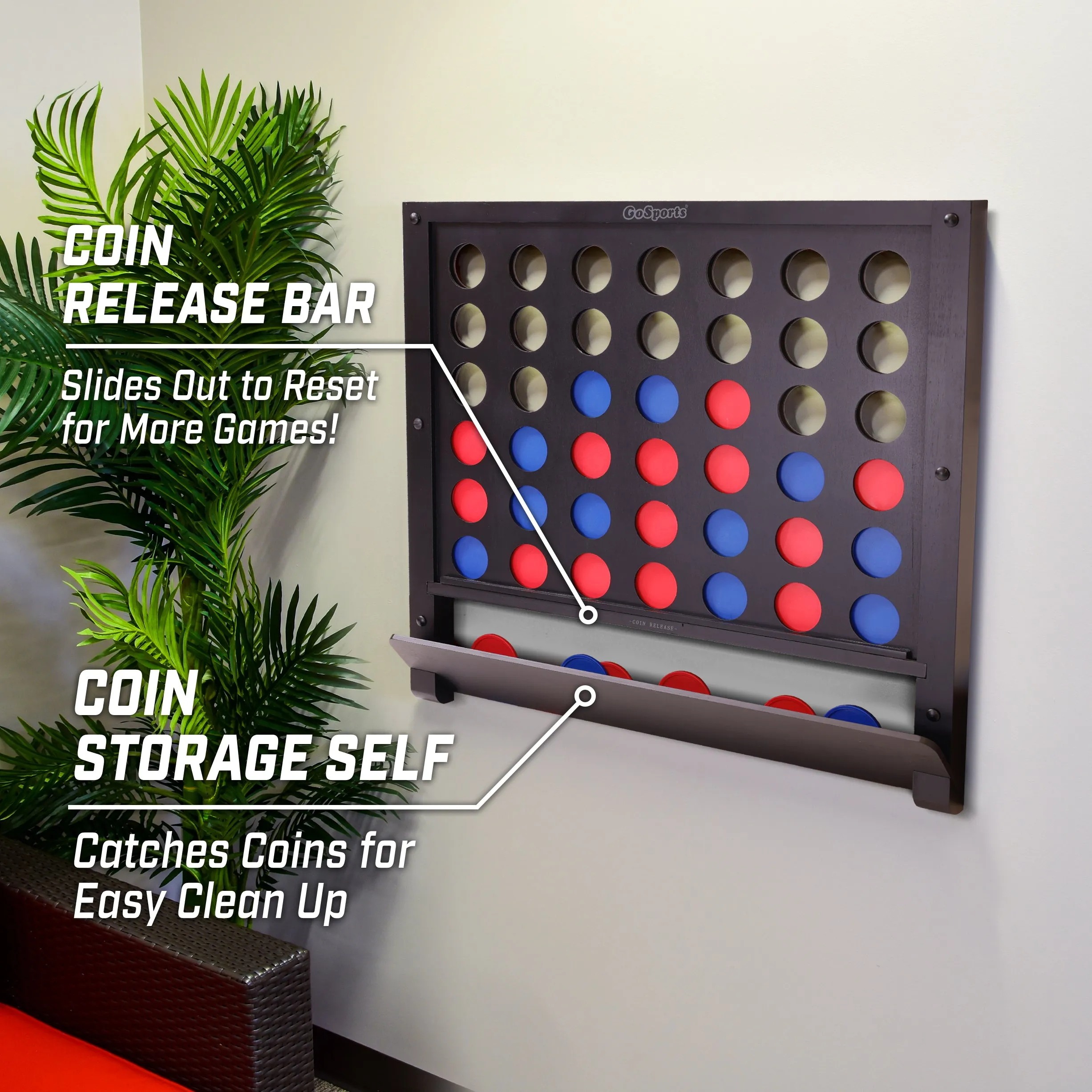 GoSports Wall Mounted 4 in a Row - Black