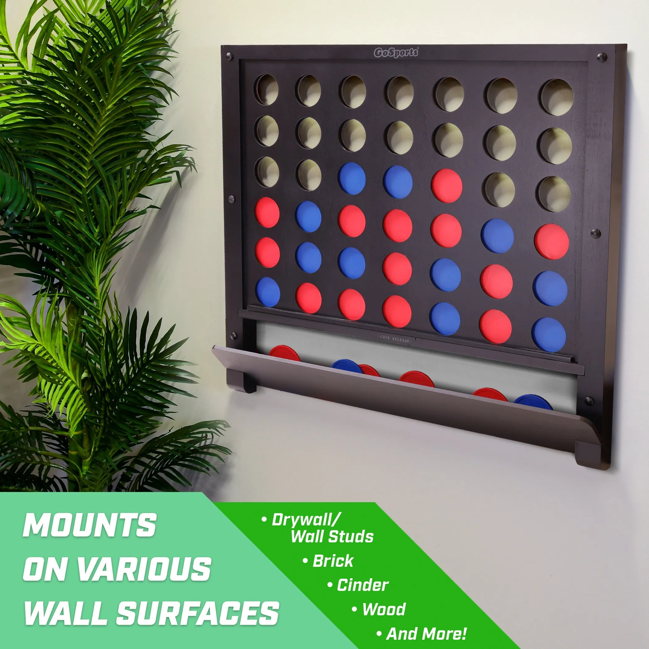 GoSports Wall Mounted 4 in a Row - Black