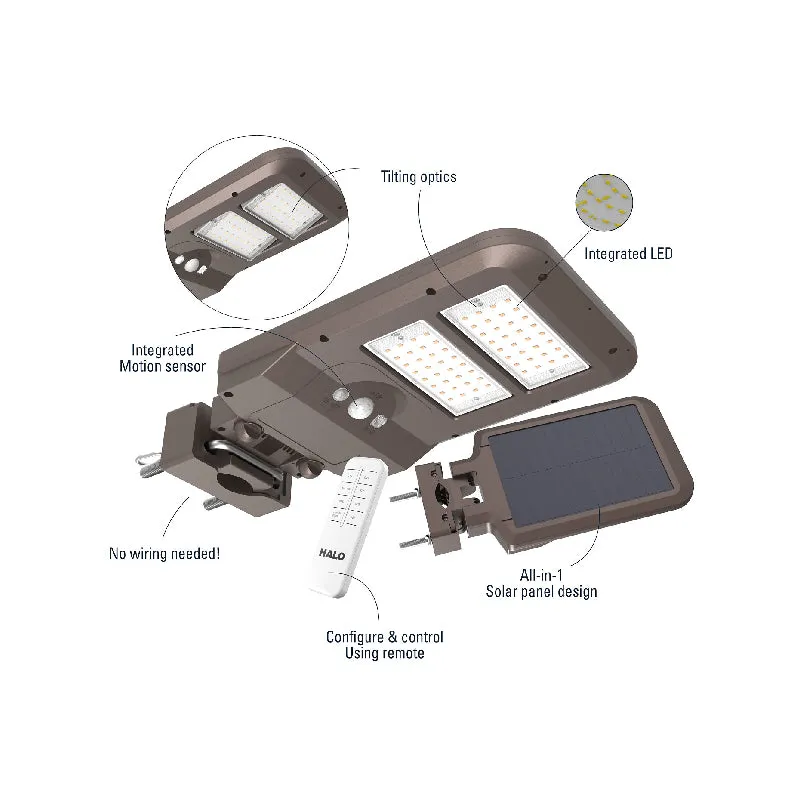 Halo SLST10 LED Solar Area Floodlight, 1000 lm