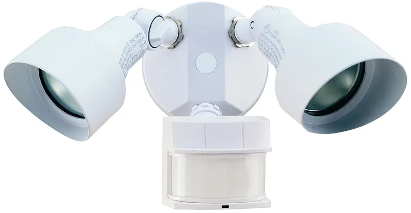Heath Zenith Dualbrite HZ-5597-WH Security Light, 120 V, 200 W, 2-Lamp, Halogen Lamp, Glass/Metal/Plastic Fixture :EA: QUANTITY: 1