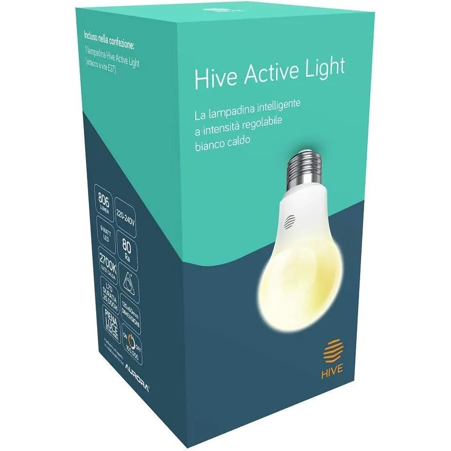 Hive Smart Light Bulb E27, Dimmable, 9W, Alexa Compatible – White [Energy Class A ]