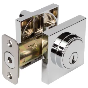 Keyed Single Cylinder Contemporary Deadbolt, Square Escutcheon