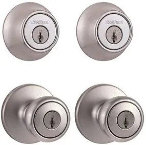 Kwikset 2 Entry 2 Single Cylinder Deadlock 4 Pack Keyed Alike Set Satin Chrome