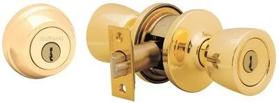 Kwikset Entry And Deadbolt Lockset Polished Brass Keyed Alike