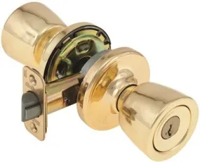 Kwikset Smartkey Abbey Vestibule Lockset Polished Brass