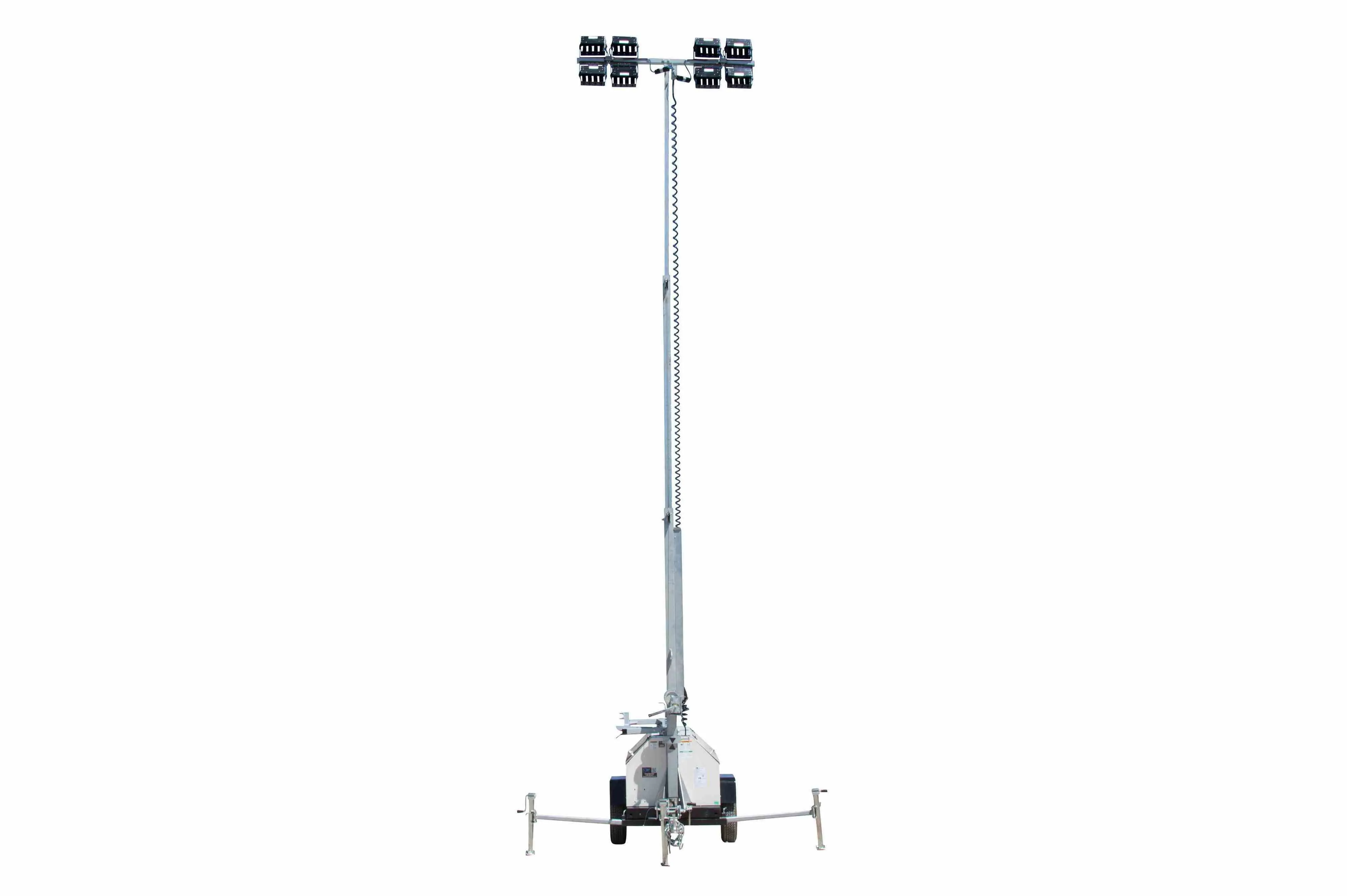 Larson Electronics 30' Portable LED Light Tower - 15kW Diesel Generator w/ 50 Gal Tank, (4) 1000W LED Lamps - Trailer Mount