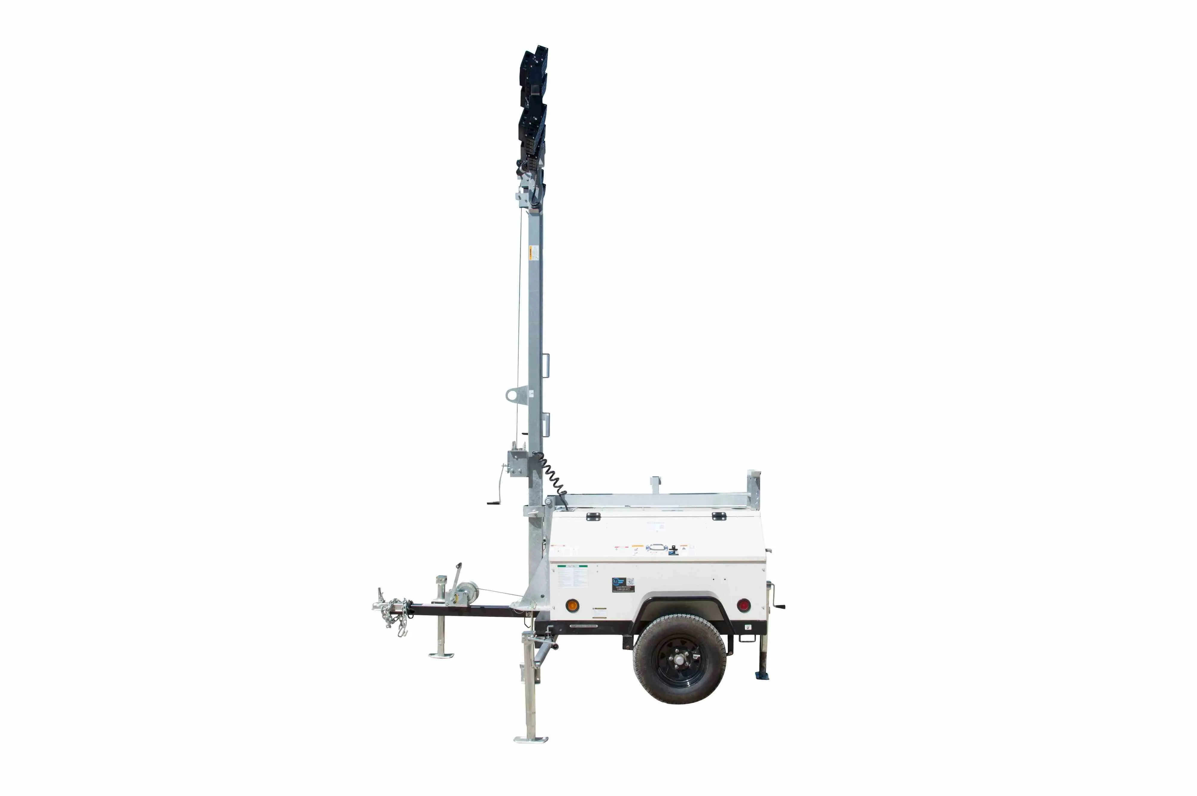 Larson Electronics 30' Portable LED Light Tower - 15kW Diesel Generator w/ 50 Gal Tank, (4) 1000W LED Lamps - Trailer Mount