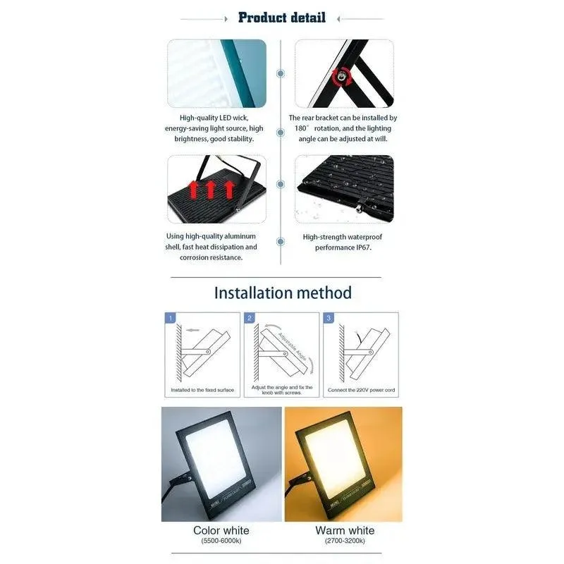 LED Flood Light AC220V High Brightness IP67 | 10W-150W optional