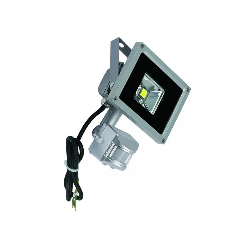 LED Security Flood Light with PIR Sensor 10w in White/Silver Superlux Lighting - KSR10