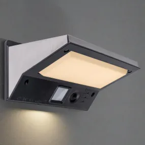 LED Solar Flush Mounted Wall Light with Motion Sensor in Black or Stainless Steel - Solar Lighting Direct