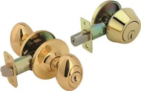Legend Egg Knob Combination Entry And Deadbolt Keyed Alike Lockset Polished Brass