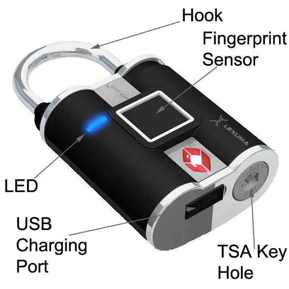 Lexuma XLock - TSA Fingerprint Padlock