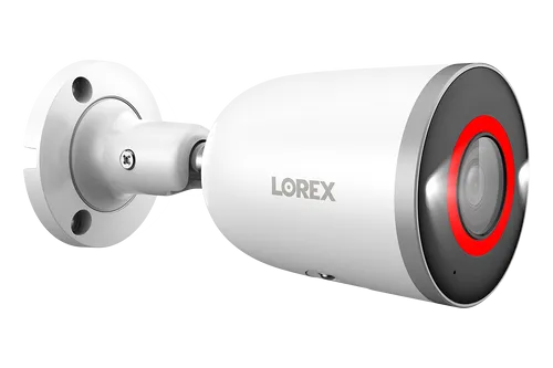 Lorex E894AB 4K 8.0-MP Smart AI PoE IP Wired Security Bullet Camera with Lighting and Deterrence, White