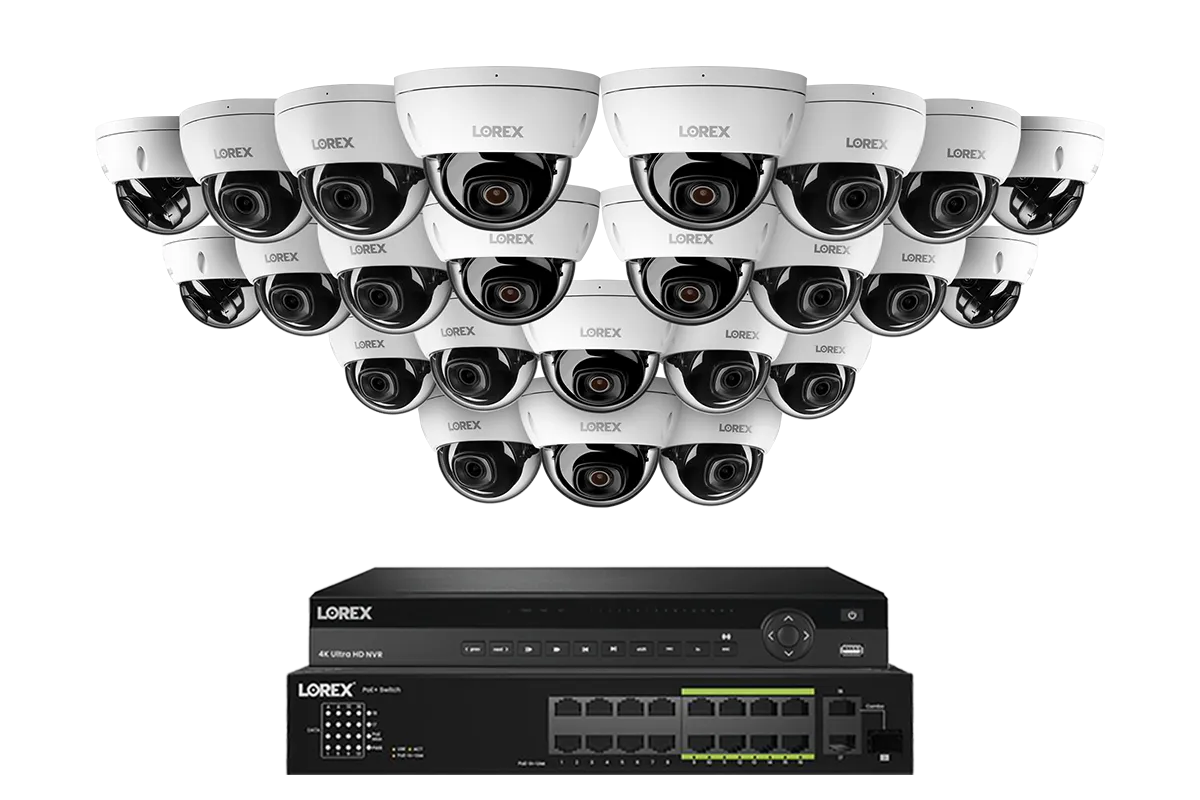 Lorex Elite Series 4K 32 Camera Capable 8TB Wired NVR System with 8MP (4K) A10 IP Dome Cameras