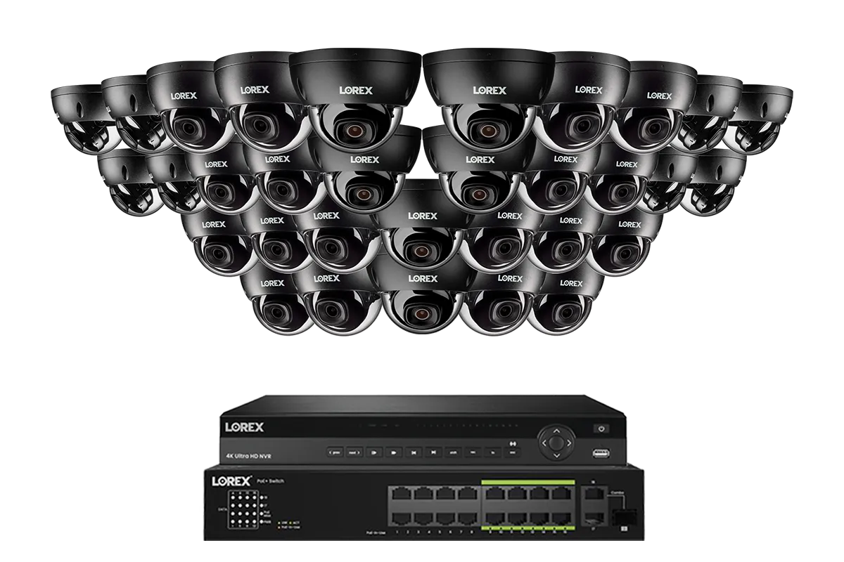 Lorex Elite Series 4K 32 Camera Capable 8TB Wired NVR System with 8MP (4K) A10 IP Dome Cameras
