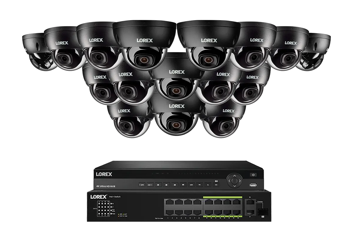 Lorex Elite Series 4K 32 Camera Capable 8TB Wired NVR System with 8MP (4K) A10 IP Dome Cameras
